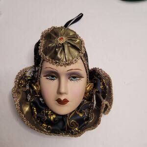 Regal Venetian-Style Porcelain Wall Mask